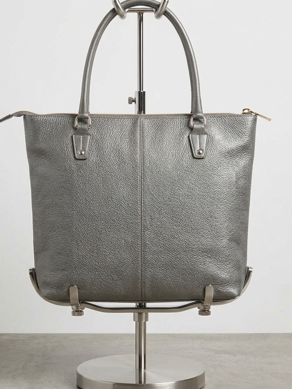 VERA PELLE GREY  PEBBLED LEATHER JUMBO BAG SHOULDER BAG